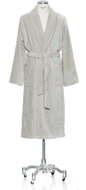 Möve Grey velour cotton dressing gown with shawl collar and hem, L - Bathrobe