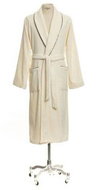 Möve Beige velour cotton dressing gown with shawl collar and black trim, MÖVE, L - Bathrobe