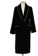 Möve Black velour cotton dressing gown with shawl collar and beige trim, L - Bathrobe
