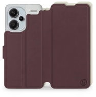 Mobiwear Soft Touch flip pro Xiaomi Redmi Note 13 Pro Plus 5G - Bordové & Béžové - Phone Case
