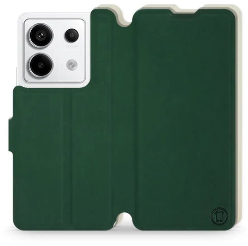 Mobiwear Soft Touch flip pro Xiaomi Redmi Note 13 Pro 5G / Poco X6 5G - Zelené & Béžové - Phone Case - Main image