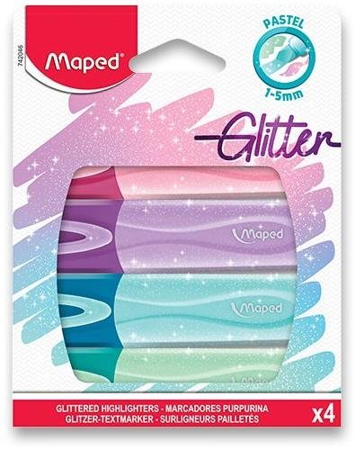 Maped Fluo Peps Glitter - Set mit 4 Farben - Textmarker - Hauptbild