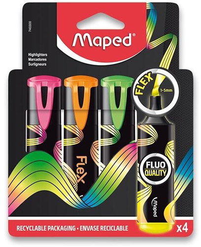 MAPED Fluo Peps Flex, 4 colours - Highlighter - Main image