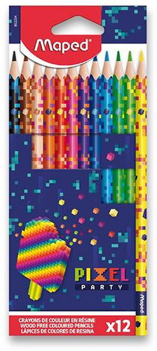 MAPED Pixel Party, triangular, 12 colours - Coloured Pencils - Main image