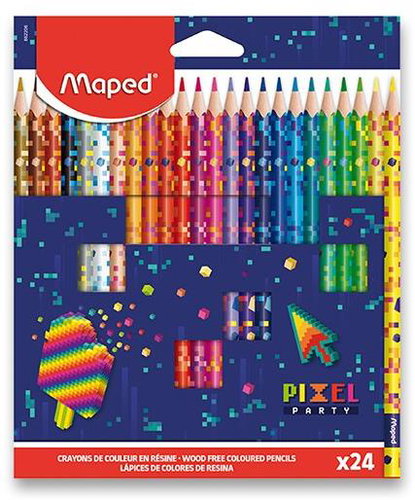 MAPED Pixel Party, triangular, 24 colours - Coloured Pencils - Main image