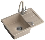 Gramax beige (sand) granite sink Nina + free mixer and dispenser - Granite Sink