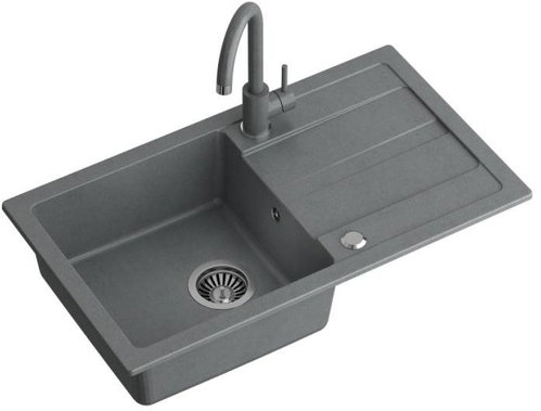 Gramax grey granite sink Maxim + free mixer - Granite Sink - Main image