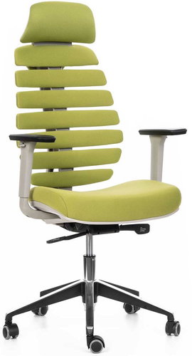 MERCURY STAR Fish Bones PDH, 3D armrests, grey plastic, green - Office Chair - Main image