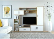 MG Living wall PEKING, oak wotan/white - Living Room Wall Unit