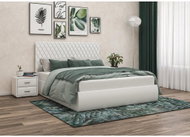 Sleep Melody Upholstered bed STELLA 140x200 cm, white, with storage space - Bed