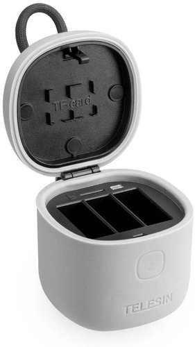 Telesin 3-slot Waterproof Box Charger for GoPro Hero 8 + batteries 3pcs, grey - Action Camera Accessories - Main image