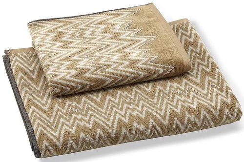 MISSONI HOME VANNI small hand towel 40 x 70 cm beige and white - Towel - Main image
