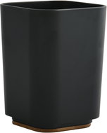 Spirella Toothbrush cup KAMLA, plastic, bamboo, matt, black - Toothbrush Holder Cup