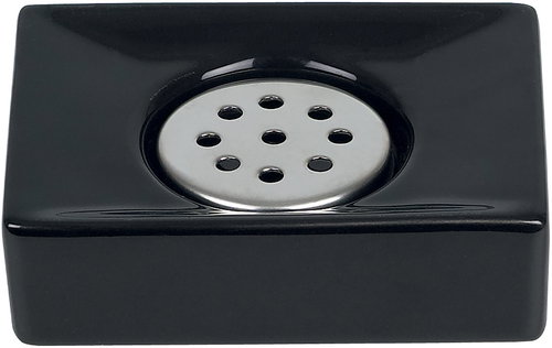Spirella Soap dish QUADRO, ceramic, black - Soap Dish - Main image
