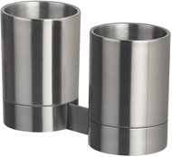 Spirella 2 wall-mounted toothbrush cups NYO, brushed stainless steel - Toothbrush Holder Cup