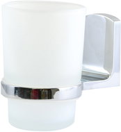 Spirella Wall mounted toothbrush holder TAKU, matt white, chrome plated glossy steel - Toothbrush Holder Cup
