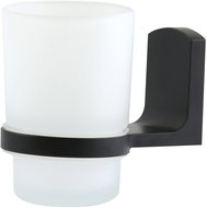 Spirella Wall mounted toothbrush holder TAKU, glass, matt black and white steel - Toothbrush Holder Cup