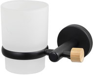 Spirella Wall cup for toothbrushes IANA, bamboo, steel, mat black - Toothbrush Holder