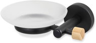 Spirella Wall Soap Dispenser IANA, black steel, bamboo, white - Soap Dish