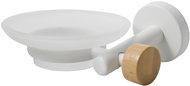 Spirella Wall Soap Dispenser IANA, steel, bamboo, white - Soap Dish