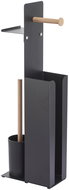 Spirella Toilet paper holder YONI, with brush, tray and phone holder, black - Free Standing Toilet Roll Holder