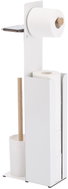 Spirella Toilet paper holder YONI, with brush, tray and phone holder, white - Free Standing Toilet Roll Holder