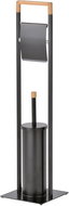 Spirella Toilet paper holder with toilet brush CHIC, steel, bamboo, black - Free Standing Toilet Roll Holder