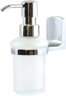 Spirella Wall mounted soap dispenser TAKU, white, glass, 200 ml, chrome plated, bright steel - Soap Dispenser