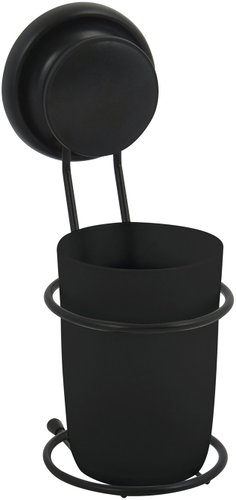 MSV plastic cup for toothbrushes with suction cup MEGA VENTOUSES, black - Toothbrush Holder Cup - Main image