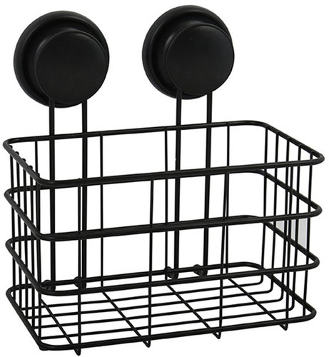 MSV Polička s přísavkami Mega Ventouses, do koupelny, černá, ocel, 20,2 cm - Bathroom Shelf - Main image