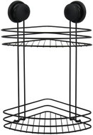 MSV Rohová polička s přísavkami Mega Ventouses, do koupelny, 2 patra, černá, ocel, 21,5 cm - Bathroom Shelf