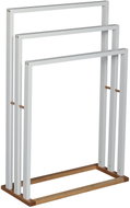 MSV bambusový stojan na 3 ručníky, bílý - Towel Rack