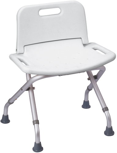MSV Adjustable shower seat SAFE, foldable, white, aluminium, 65-68,5 cm, up to 100 kg - Cushion Seat - Main image