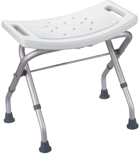 MSV Adjustable shower seat SAFE, foldable, white, aluminium, 43,5 × 47 cm, up to 100 kg - Cushion Seat - Main image