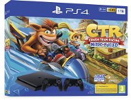 PlayStation 4 Slim 1TB + Crash Team Racing + 2x vezérlő - Konzol