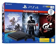 PlayStation 4 Slim 1TB + 3 Games (GT Sport, Uncharted 4, Horizon Zero Dawn) - Game Console