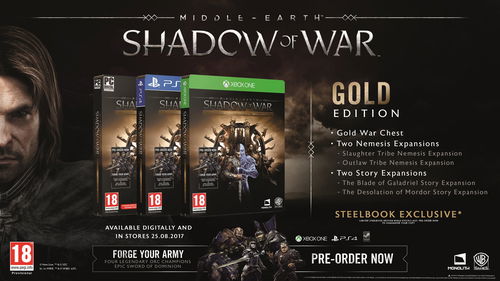 Middle-Earth Shadow Of War Gold Edition Steelbook - PS4 - Game