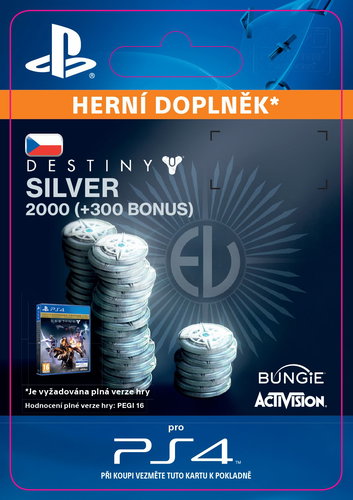 2000 (+300 Bonus) Destiny Silver - PS4 CZ Digital - Herní doplněk - Main image
