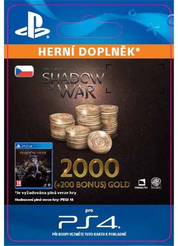 Shadow of War - 2,200 Gold - PS4 CZ Digital - Herní doplněk - Main image