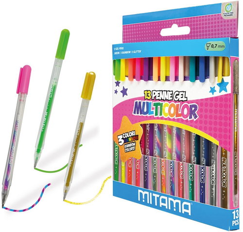 MITAMA Glitter-Fluo-Rainbow - 13er-Set - Gelstift - Hauptbild