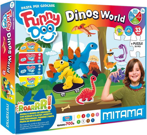 MITAMA FUNNY DOO Dinosauři, 33dílná sada - Modelling Clay - Main image