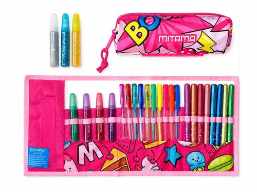 MITAMA Glitter sada, 25 ks, rolovací, růžová - Writing Set - Main image
