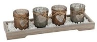 M. A: T. candlestick 33x 7cm wooden + 4 x candlestick glass - Candlestick