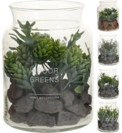 decoration succulent in glass 12,5x16cm mix 4 decors - Decoration
