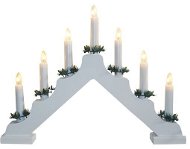 Karácsonyi gyertyatartó, elektromos, 7 gyertya, piramis, fehér fa, aljzatba - Karácsonyi világítás