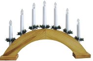 Karácsonyi gyertyatartó, elektromos, 7 gyertya, ívelt, természetes fa, aljzatba - Karácsonyi világítás