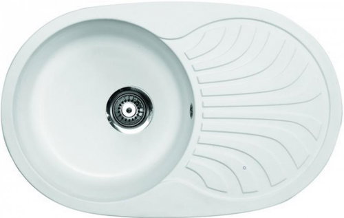 Metalac oválný bílý dřez X Granit Venera Plus s odkapem 780 × 500 mm - Granite Sink - Main image