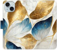 iSaprio GoldBlue Leaves pro iPhone 15 - Phone Cover