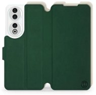 Mobiwear Soft Touch flip pro Honor 90 5G - Zelené & Béžové - Phone Case