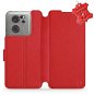 Kožené Mobiwear flip pro Xiaomi 13T / 13T Pro - Červené - L_RDS - Phone Case